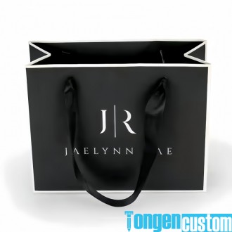 Custom Black Paper Tote Bags with Logo