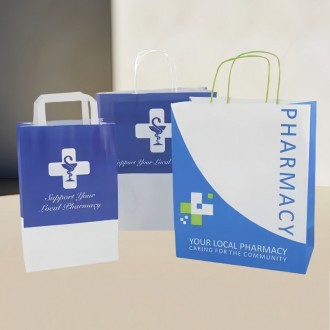 Wholesale Custom Kraft Paper Pharmacy Prescription Carrier Bags