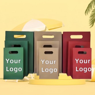 Wholesale Logo Printed Kraft Die Cut Paper Bags